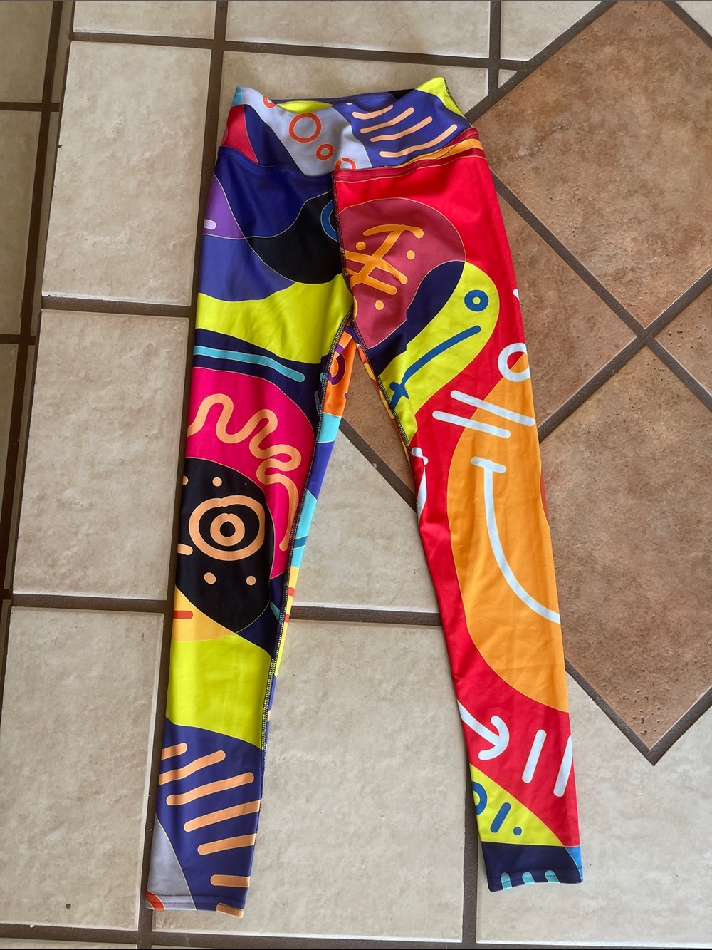 Kids Bright Multicolor Abstract Print Leggings